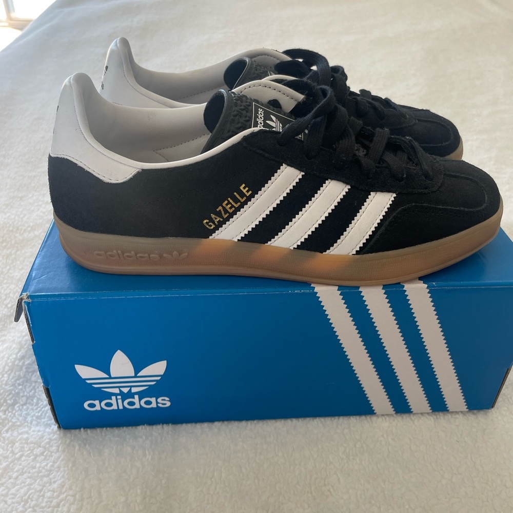 Adidas Gazelle Black and White with Gum Sole